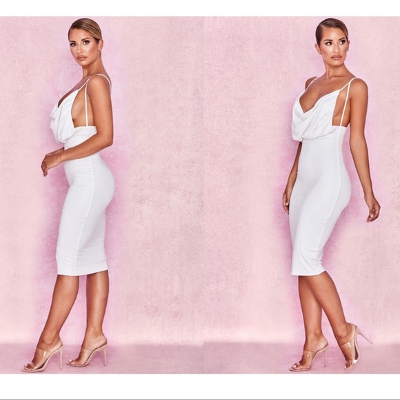 36 House of CB Samara White Midi Dress Size small - Picture 6 of 10